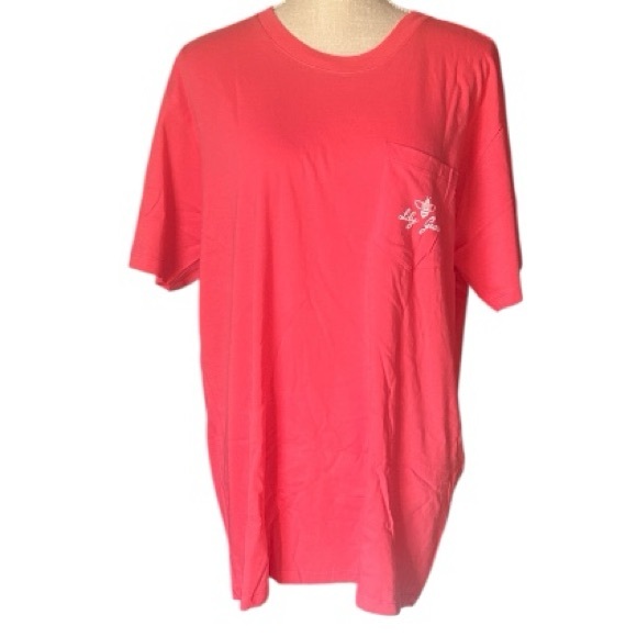 Lily Grace Sunflower & Crescent Moon Coral T-Shirt front chest pocket Nee L & XL - Picture 2 of 15